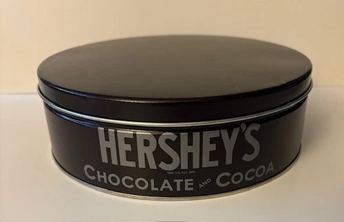 Hersheys Chocolate and Cocoa Collectible Round Tin Brown Vintage 8" Empty