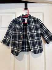 Janie and Jack Boys Holiday Tartan Plaid Jacket 100 Wool Blazer Size 12-18 M