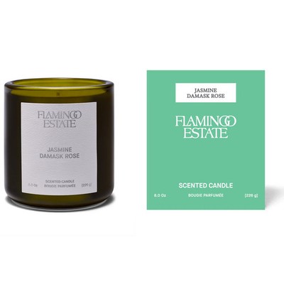 FLAMINGO ESTATE Jasmine Damask Rose Candle 8oz. w/box NIB