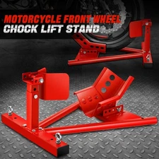 [15"-21"]4000 lbs Capacity Red Adjustable Motorcycle Support Wheel Chock Stand