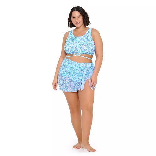 Ninety-Nine Degrees Wrap Sarong Swim Cover-Up, Wild Daisies Vista Blue, One size - Picture 2 of 8
