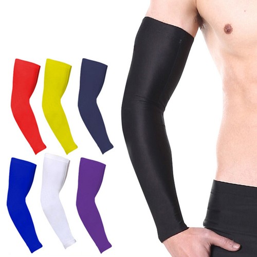 Mens Cooling Arm Sleeves Cover UV Sun Protection Fingerless Basketball Elbow P ∮ - Picture 5 of 20