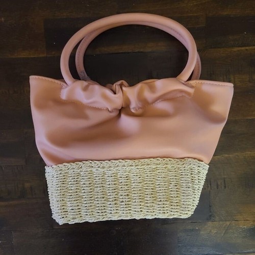 Mini bolso de mano New Day de paja natural - Imagen 2 de 4