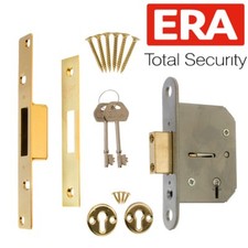 COMPLETE 5 LEVER BRASS DOOR MORTICE SET 3" Dead Lock/Bolt Heavy Duty Security
