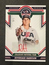 DEVEREAUX HARRISON 2021 Panini Stars & Stripes USA Baseball Red Ink AUTO # 7/8