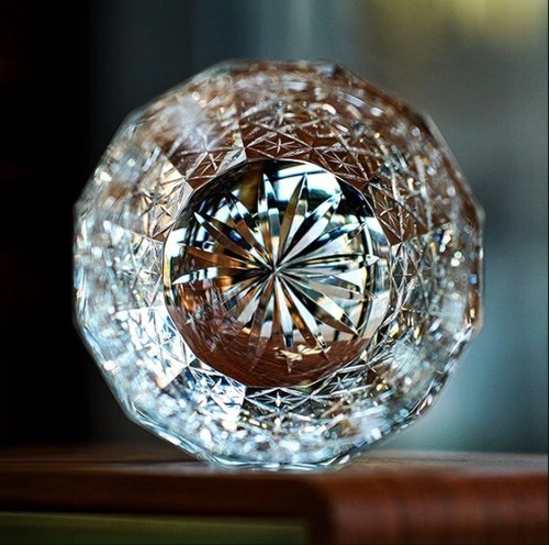 8oz Hand Cut Clear Edo Kiriko Crystal Bohemian Style Whiskey Glasses Tableware - Picture 2 of 5