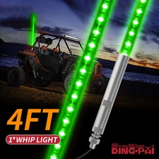 4ft Lighted LED Antenna Whip Light Flag Remote For Polaris ATV RZRWheeler  Green