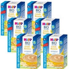 6x 15.9oz HiPP Bio Milk Pudding Good Night Semolina Banana From 6. Month Without