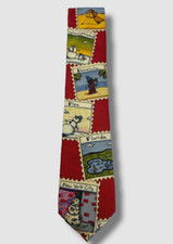  70 John Ashford Men's Red Snowman Stamps Neck-Tie Size 57 x 3.25