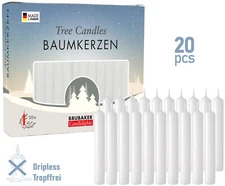 BRUBAKER Tree Candles - Pack of 20 - 9.5 cm - White