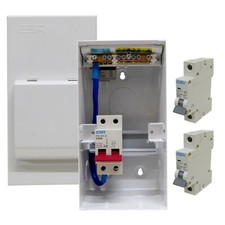 2 Way Metal Garage Consumer Unit 100A Isolator Switch with MCB Circuit Breakers