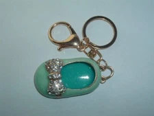 ENAMEL & RHINESTONE SHOE METAL KEYCHAIN KEYRING KEY FOB