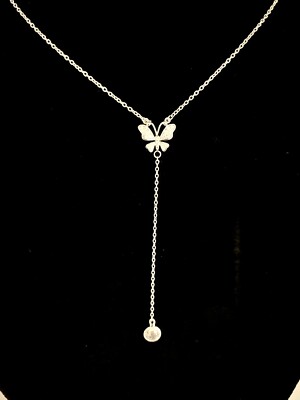 .925 Sterling Silver  Butterfly Laria  Pendant Necklace,