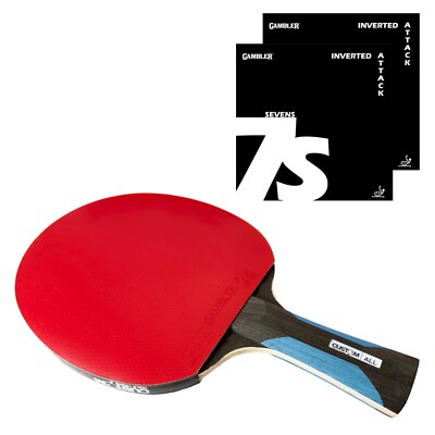 Custom Tischtennis schwarz Allround + Gambler 7s Power Sponge Schläger