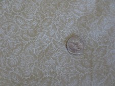 4332. WHITE TAN LEAF DESIGN Craft, Quilting COTTON FABRIC - 44" x 1-1/4 yds.