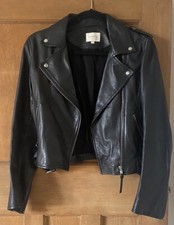 Sezane Zig Zag Biker Leather Jacket Size 36