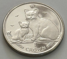 Moneda de 1 corona Burmilla Cat 2008 Isla de Man CuNi brillante estado sin circular