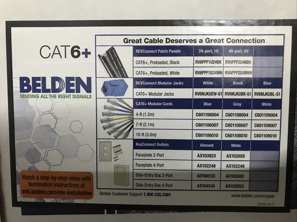 Belden 2413 mejorado sólido PLENUM/CMP 4 pares 23 AWG Cat 6 (500 pies) AMARILLO Foto 2 de 3