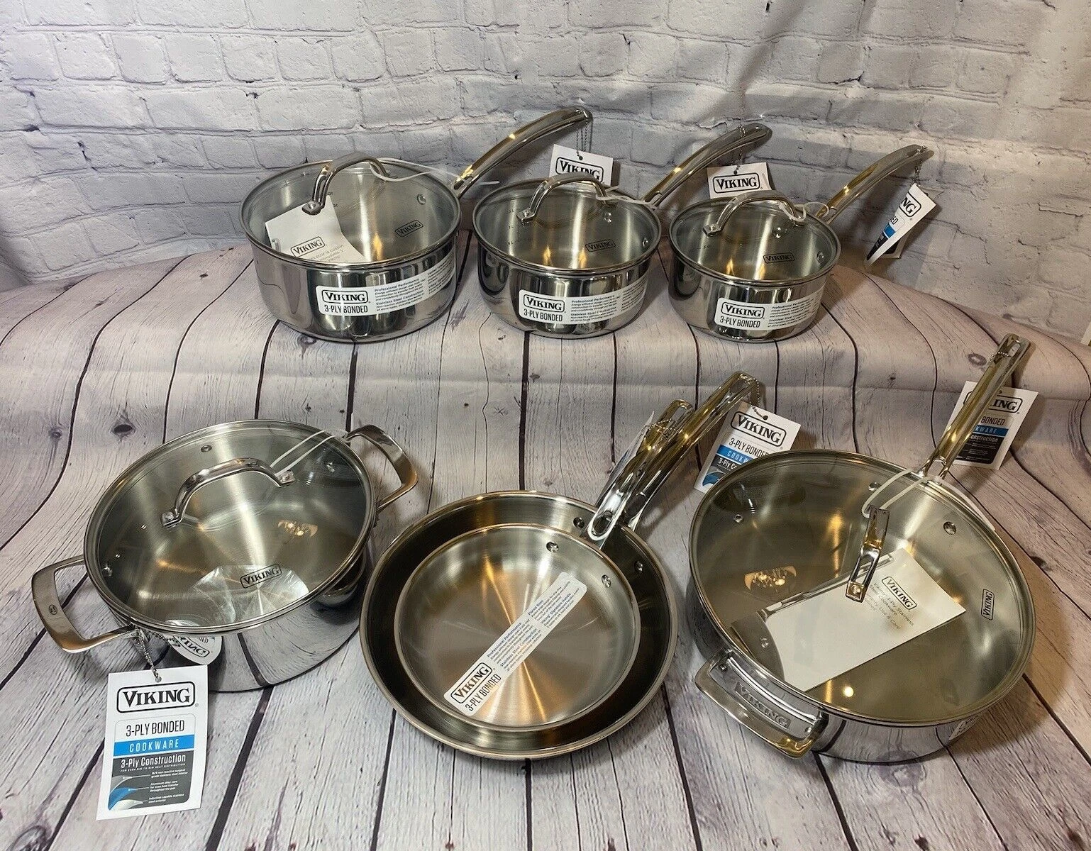 Viking 12pc 3-Ply 18/8 Stainless Steel Cookware Set Pots Pans Multi-Ply
Opens in a new window or tab