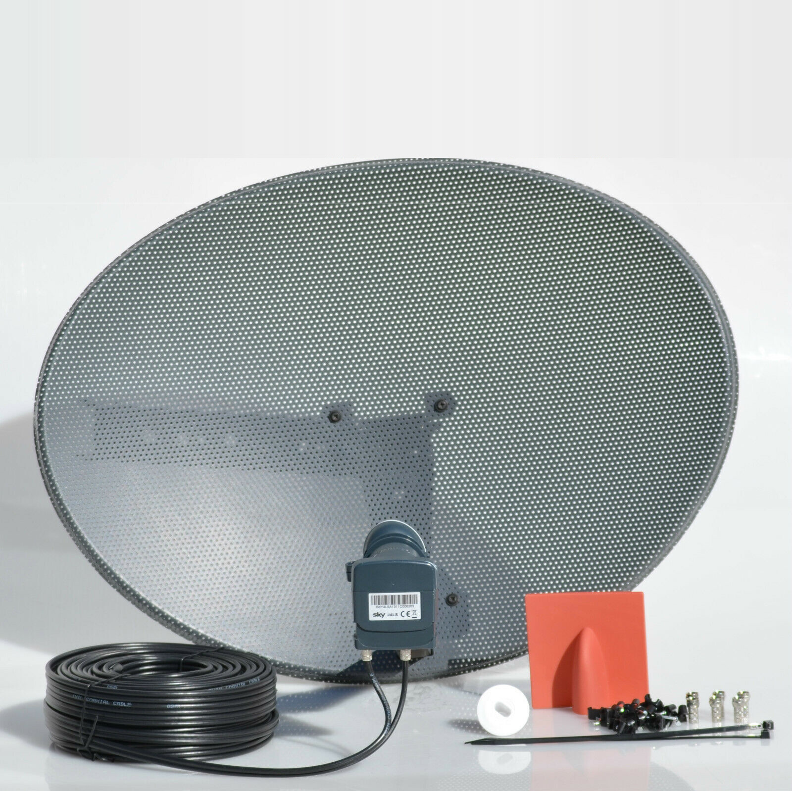 Satellite Dish & Quad Lnb + Complete 40M Black Twin  Kit For Sky HD & Freesat