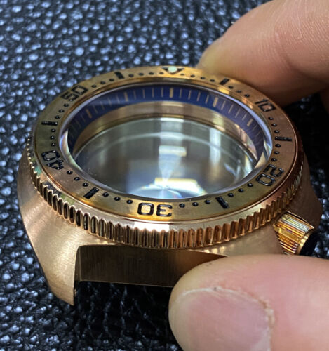 Caja de reloj de buceo de 46 mm de bronce real sólido Cusn8 para anillo capítulo NH35A NH36A - Imagen 9 de 9