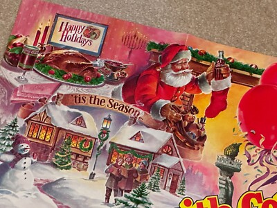 1985 COCA COLA Celebrate with COKE! Christmas Santa Poster Large
