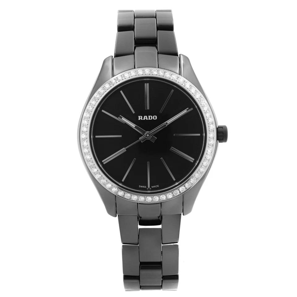 Rado Hyperchrome Ceramic Diamond Bezel Black Dial Quartz Ladies Watch R32312152