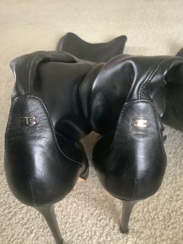 39 Botas Elisabetta Franchi Negras Cuero Súper Suave Hasta el Muslo, Sobre la Rodilla. - Imagen 3 de 6