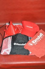 Vtg Promotional Red KENDALL MOTOR OIL Hat Bag Funnel Rag Give-a-way Trade Show