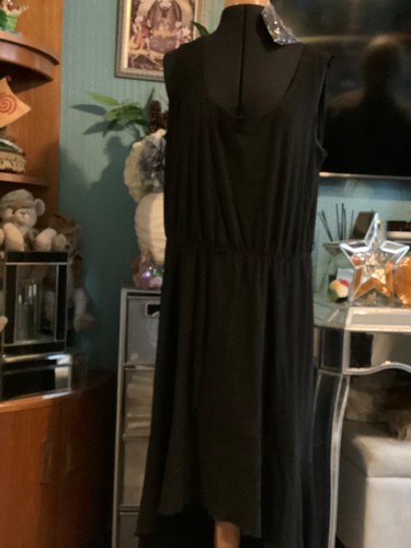 new tags Ronni Nicole O so slim black sleeveless dress size 18 hi-low hem - Picture 2 of 8