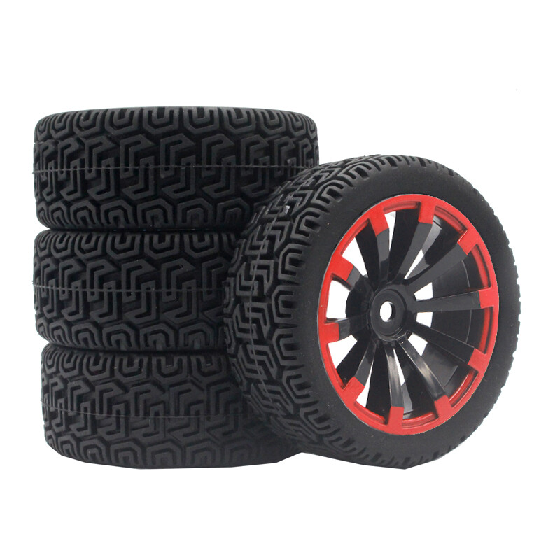 1/10 All-Road RC Car Rubber Tires Set - 4pcs for Tamiya TT01 TT02 TT01E TL01 Models