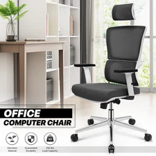 Black Ergonomic[ADJUSTABLE HEADREST]High Back Office Computer PC Chair Task Seat