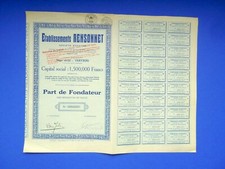 Historische Aktie "Etablissements Rensonnet" Belgien Verviers 1936 - Wertpapier