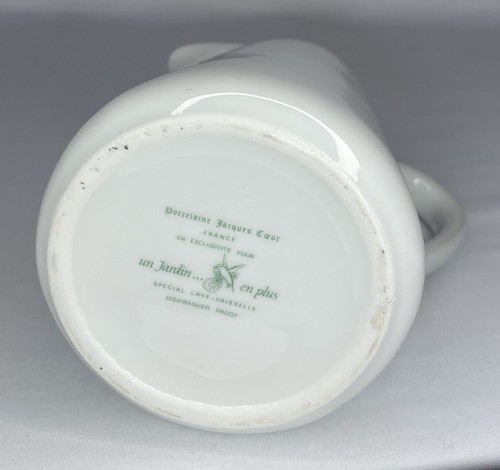 Jacques Coeur Pitcher Blue Green Ribbon Un Jardin En Plus France Porcelain 16oz - Picture 6 of 8