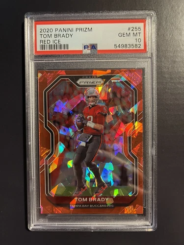 2020 Panini Prizm Tom Brady RED CRACKED ICE PSA 10 GEM MINT SB CHAMP YEAR BUCCS