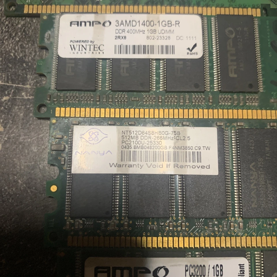 (2) 256MB DIMM Memory Module (10) 512mb DIMMs (4) 1GB 16 total various brands - Image 3 of 4