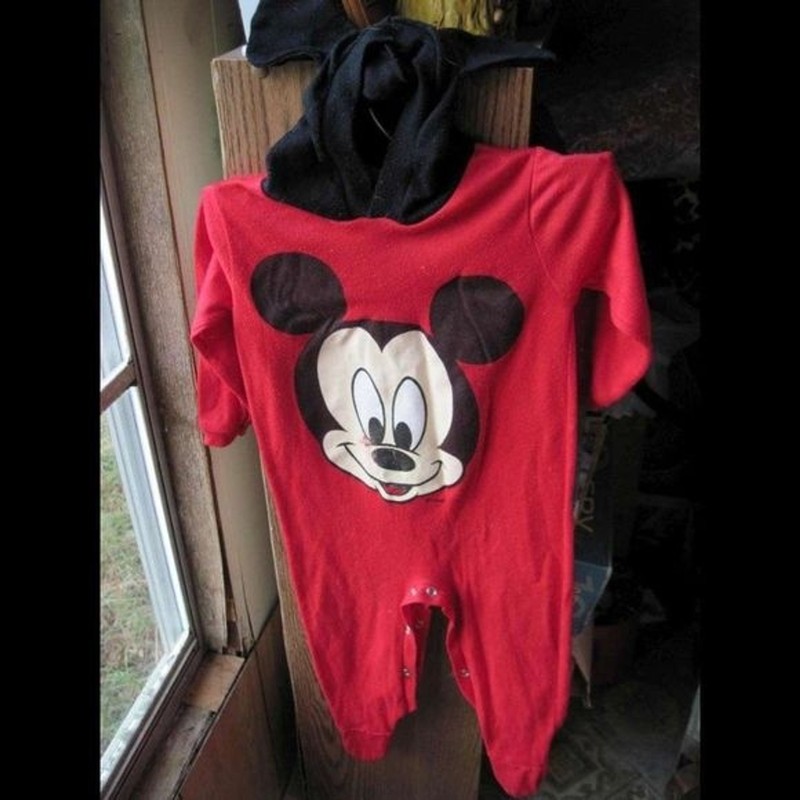 No Tags Mickey Mouse Hood With Ears Long Sleeve One Piece Snap Button Bodysuit