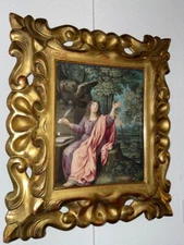 Antique Gouache – Saint John, Evangelist on Patmos – 18th Century, France
