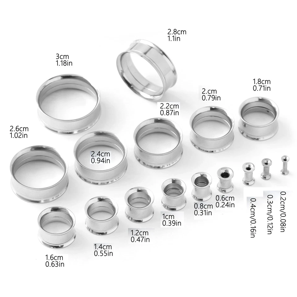 Stretching per Orecchie Spine Pendente Carne Tunnel Argento Lucente Moda Regalo - Immagine 4 di 4