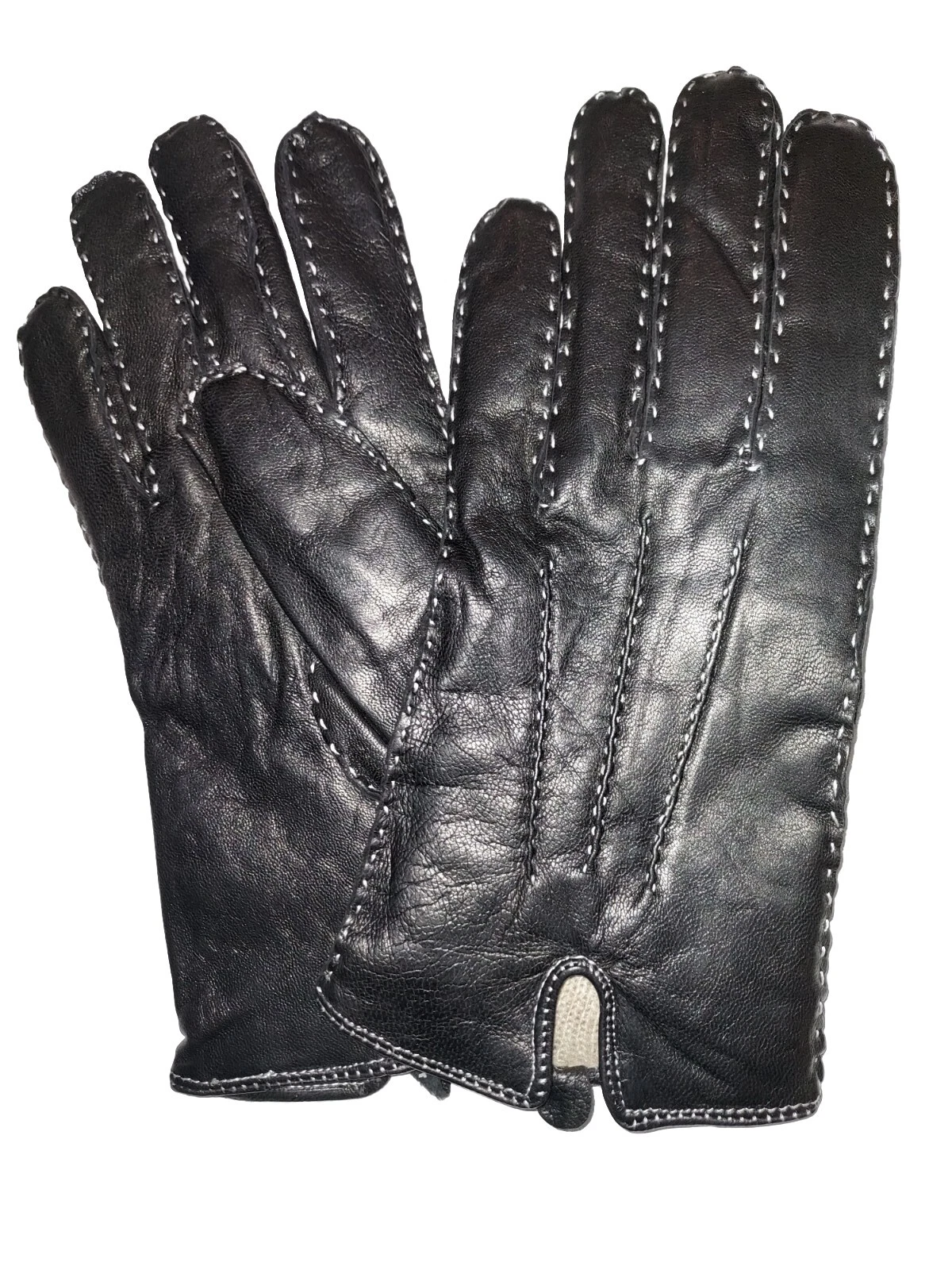 Ladies Luxurious Cashmere Lined Leather Gloves,Black, XL