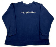 Vintage 90s Guess Sweatshirt Women M Navy Silver Embroidered MADE USA Retro Boxy