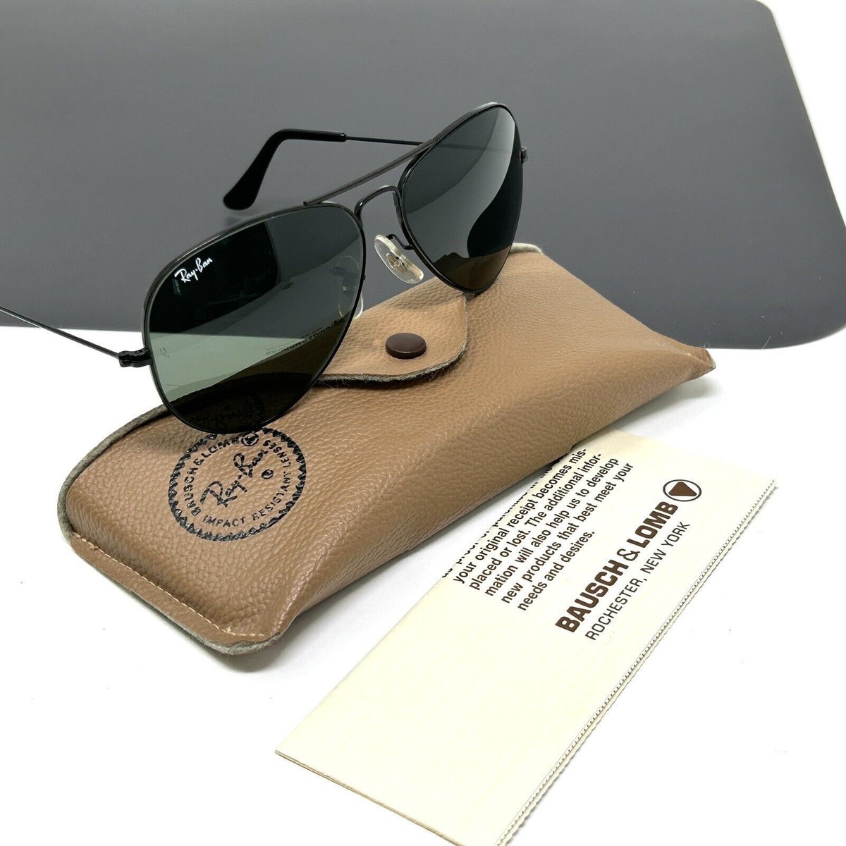 Vintage B&L Ray Ban Bausch & Lomb Black 58mm Aviator Frame  display picture 2