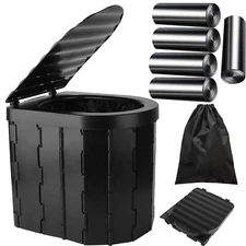 Portable Outdoor Emergency Toilet with Lid for Camping Car Travel Porta Potty