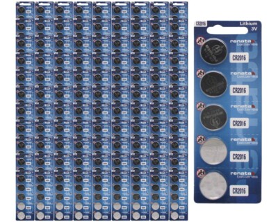 Renata CR2016 Lithium Button Coin Cell Batteries 150mAh - 500PK