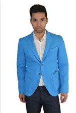 JUST CAVALLI FIRENZE 2 BUTTON BLAZER SPORTS COAT JACKET LINEN BLUE SZ IT 42 869