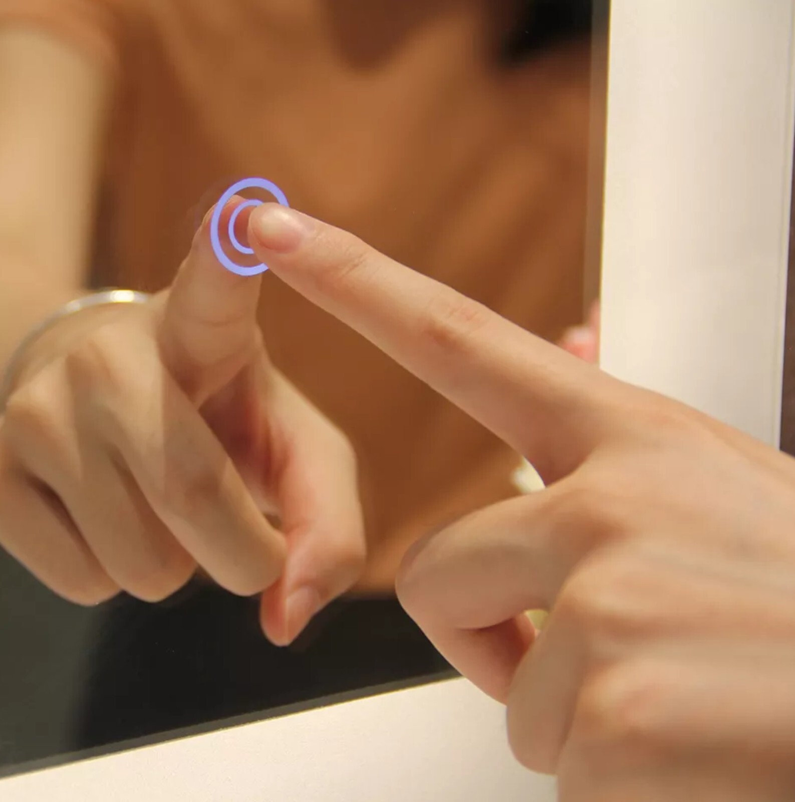 Round Bathroom LED Mirror Lights Illuminated Demister Pad antifog touch ...