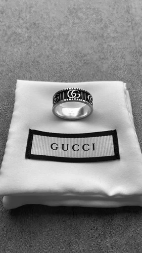 Gucci Double G Marmont Two Tone Silver Ag925 Vintage Style Ring Size 21 (US 9.5)