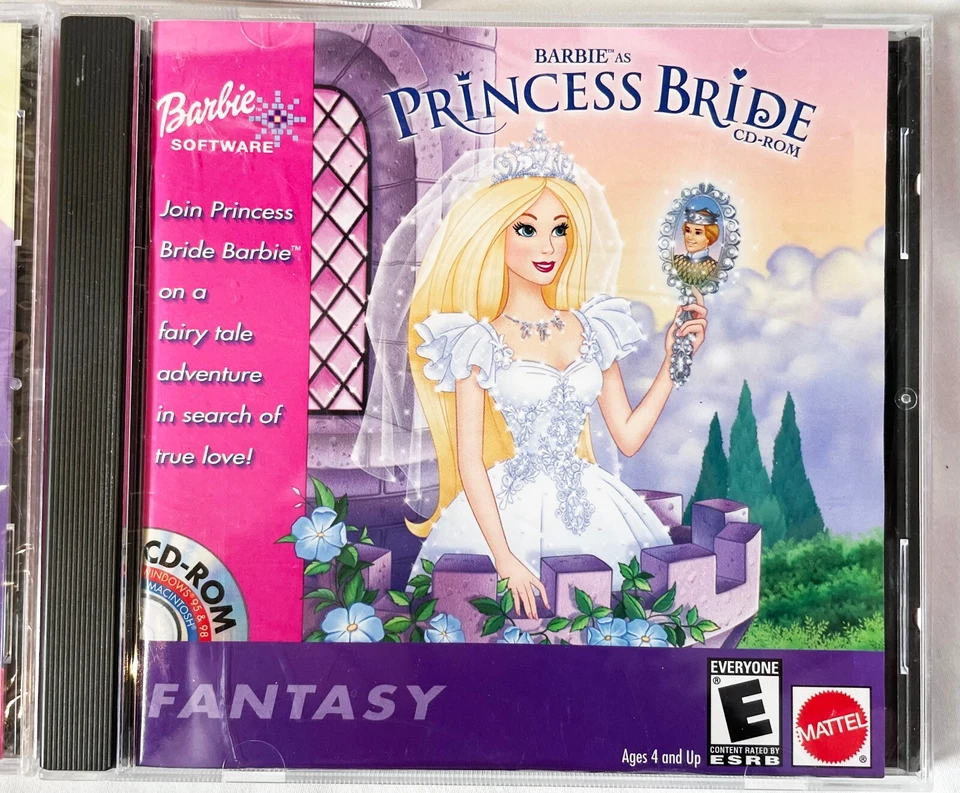 VTG Barbie Lot of 3 CD Rom PC Games Princess Bride Storymaker Hair Styler - Image 4 of 4