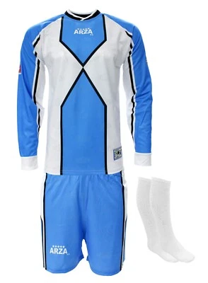 ARZA SPORTS Soccer Uniforms Color Blue/White Long Sleeve, shorts/socks/jersey
