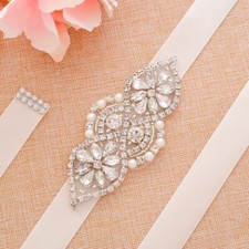 Cute Diamond Crystal Bridal Sashes Rhinestone Formal Prom Wedding Dress Belts